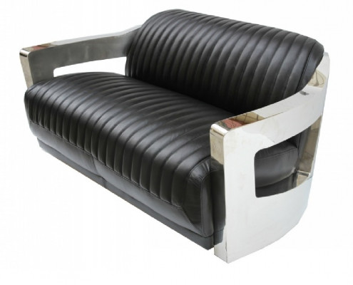 Léinasofa Dräisëtzer Couch Sofa Aviator Fliger Aluminium Miwwelen Vintage