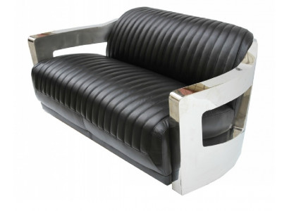 Léinasofa Dräisëtzer Couch Sofa Aviator Fliger Aluminium Miwwelen Vintage