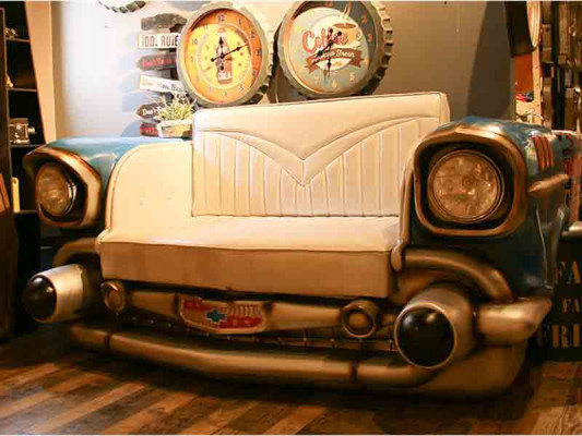 Autosofa Sofa Couch Dësch Cadillac USA Dekor Amerika Stil Miwwelen Couchen Sofen