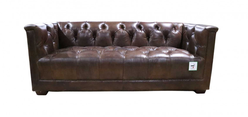 Canapé 3 Plazen Chesterfield 3-Plazen Vintage Brongt Shabby Ledercanapé