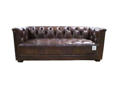 Canapé 3 Plazen Chesterfield 3-Plazen Vintage Brongt Shabby Ledercanapé