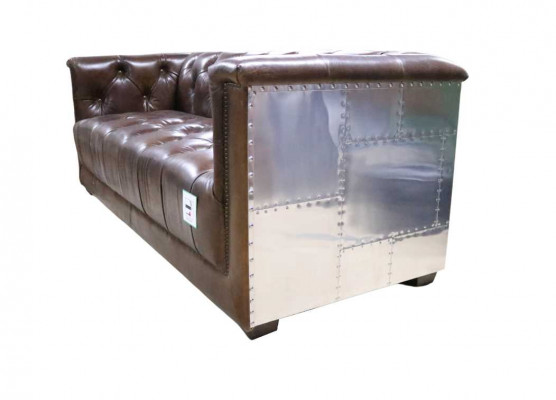 Canapé 3 Plazen Chesterfield 3-Plazen Vintage Brongt Shabby Ledercanapé