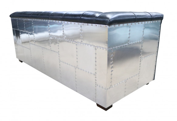 Chesterfield Sofa 3-Sëtz Vintage Flieger Fliger Echtlieder Aluminium Sofas
