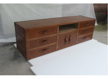Vintage Kommode Säitendësch Lieder TV Lowboard Truh Alen Look Stil Koffer Dësch