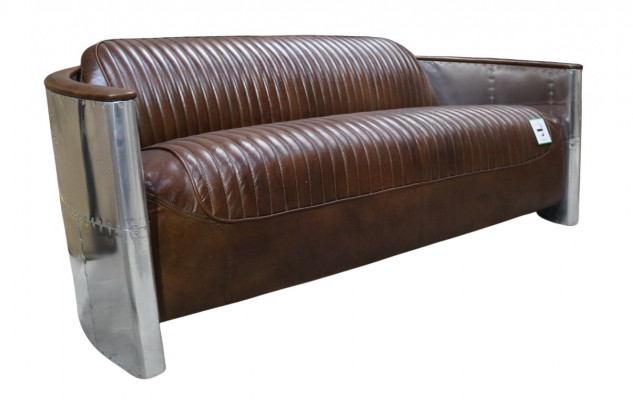 Echtlieder Sofa Lieder Designssofa 3-Sëtzer Vintage Canapé Aluminium Fliger Metall