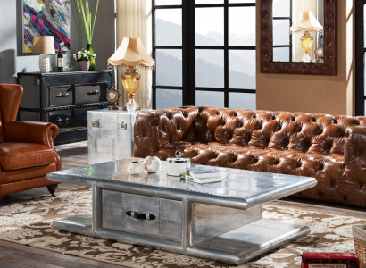 Couchtisch Dësch Wunnzëmmerdësch Aluminium am Retro Fliger Design Dëscher Alu