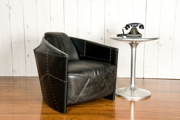 Fliger Vintage Ledersessel Schwaarz Echtlieder Retro Sessel Design