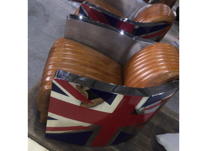Eeschte Lieder Vintage Liederfauteuil Designsessel Rocket Union Jack Vintage Cigar