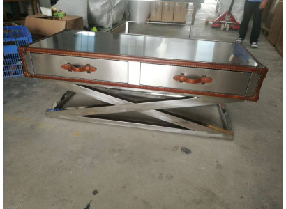 Vintage Couchtisch Wohnzimmertisch Dëscher Aluminium Dësch Kaffisdësch Fliger