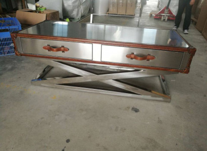 Vintage Couchtisch Wohnzimmertisch Dëscher Aluminium Dësch Kaffisdësch Fliger
