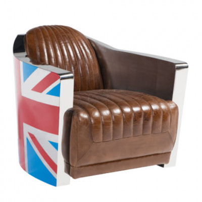 Union Jack Aviator Retro Clubssessel a brongem Lieder Vintage Sessel Miwwelen