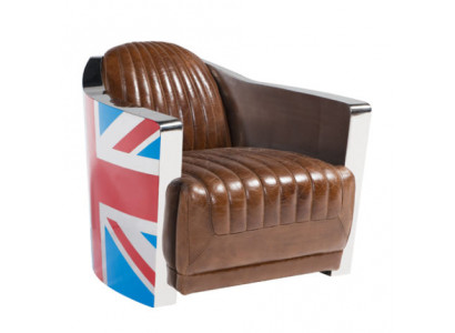 Union Jack Aviator Retro Clubssessel a brongem Lieder Vintage Sessel Miwwelen