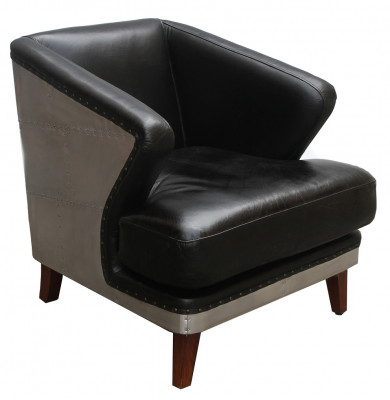 Clubsessel Schwaarz Lieder Ledersessel Vintage Sessel Miwwelen Relax