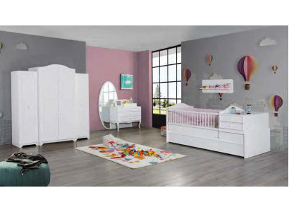 Kandebett Schafschaf Jugendzëmmer Kannerzëmmer Miwwelen Holz 3-deeleger Set