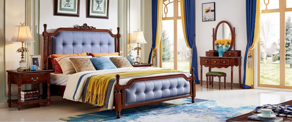 Design Schlofkummer Komplett Set Bett Nuetsdëscher Schminktisch 5 Deeler