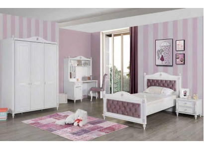 Jugendzëmmer Bett Nuetsdësch Kleederschaf Schreifdësch Schlofzëmmer 4-Stéck Set