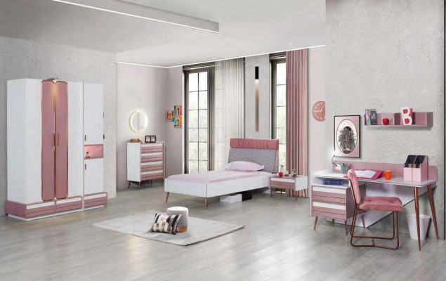 Jugendzëmmer Kannerzëmmer komplett Set Jugendbett Schreifdësch Schaf Miwwel