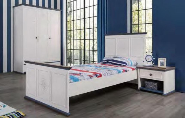 Schlofzëmmer Kannerzëmmer Set Modern Schaf Kommode Dësch Holz Wäiss Nei 5 Deeler.