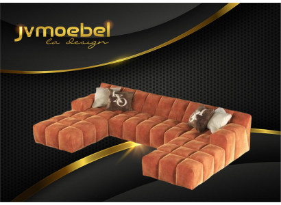 Design Chesterfield Samt Modern Ecksofa U-Form Wunnlandschaft Polstereck Nei