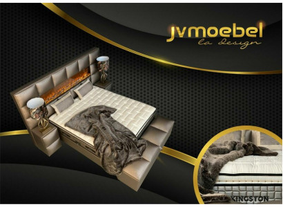 Bett 2x Nuetsdësch 3 tlg. Schlofkummer Set Design Modern Luxus Bettergestell