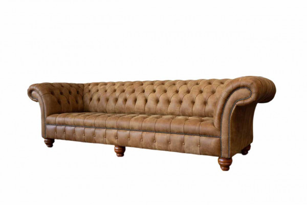 Canapé 4 Plaz Chesterfield Polster Wunnzëmmer Design Luxus Holz Nei