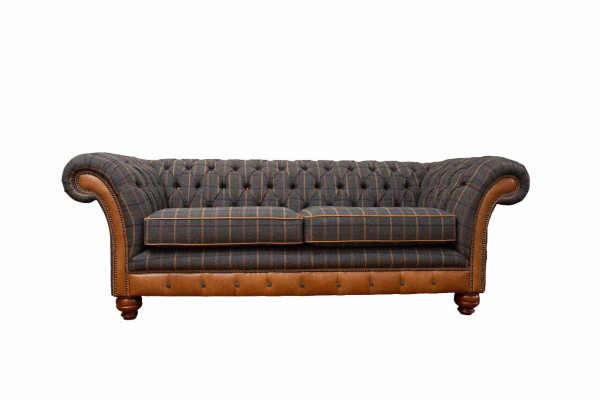 Canapé 3-Sëtz Designer Sofa Couch Polster Braun Couchen Stoff Textil Néi