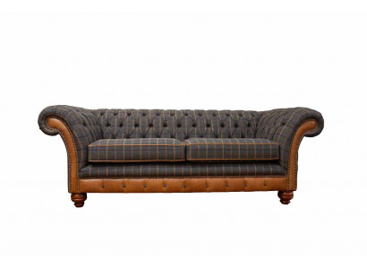 Canapé 3-Sëtz Designer Sofa Couch Polster Braun Couchen Stoff Textil Néi