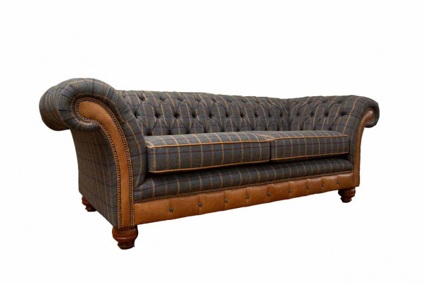 Canapé 3-Sëtz Designer Sofa Couch Polster Braun Couchen Stoff Textil Néi