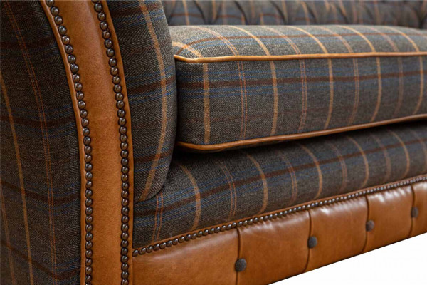 Canapé 3-Sëtz Designer Sofa Couch Polster Braun Couchen Stoff Textil Néi