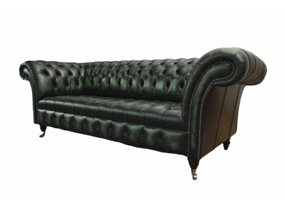 Chesterfield Couch Sofa Polster 3 Sëtzer Lieder Couchen Sëtz Gréng Nei