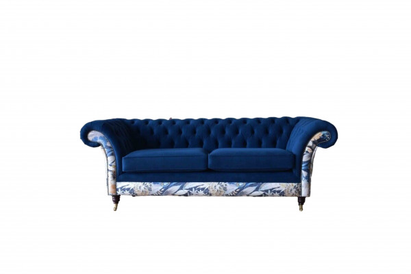 Chesterfield Royal Bloe Samt Couch, Polster Sëtz, Lounge Canapéë, Canapéën