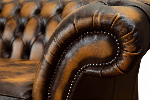 Brong Sofa 3-Sëtz Canapé Design Chesterfield Polster Sëtz Lieder Nei