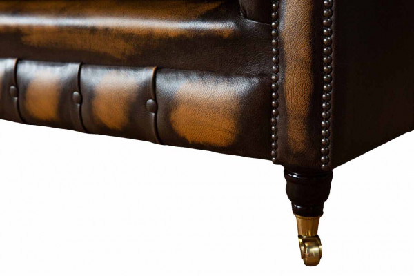Brong Sofa 3-Sëtz Canapé Design Chesterfield Polster Sëtz Lieder Nei