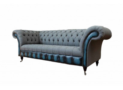 Chesterfield Miwwel Designer Couchen Polster Canapéen Garnitur Dräisëtzer Gro