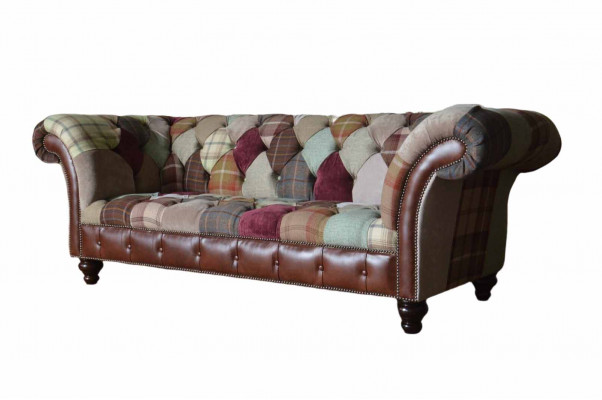 Dreiplazeg-Sofa-Sëtzkëssen Chesterfield Stoff Canapé Modern Miwwelen Nei