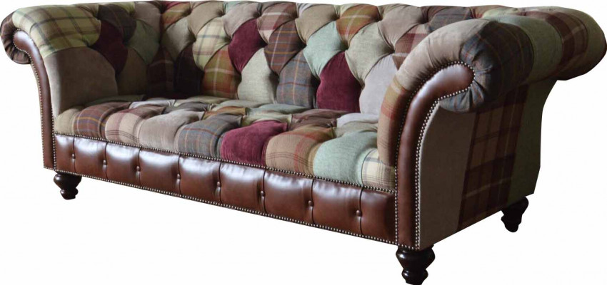 Dreiplazeg-Sofa-Sëtzkëssen Chesterfield Stoff Canapé Modern Miwwelen Nei