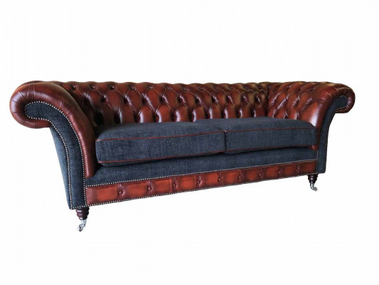 Sofa Luxus Textil Chesterfield Couch Sofa Polster 3-Sëtz Couchen Nei
