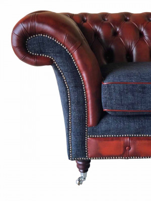 Sofa Luxus Textil Chesterfield Couch Sofa Polster 3-Sëtz Couchen Nei