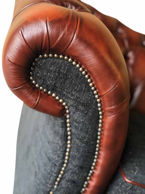 Modern Design Wunnzëmmer Sofa 3 Sëtzeger Braun Chesterfield Canapé Lieder Polster Textil Nei