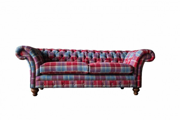 Chesterfield Modern 3-Sëtzer Designer Sofa Luxus Polster Couche Stoff Textil Neit