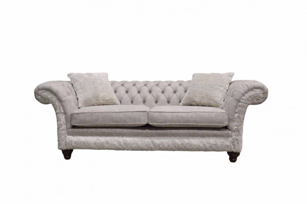 Modern Dreisitzer Design Polstersëtzt Textil Sofa 3 Sëtzer Wunnzëmmersofa Chesterfield Beige