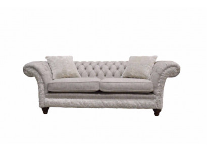 Modern Dreisitzer Design Polstersëtzt Textil Sofa 3 Sëtzer Wunnzëmmersofa Chesterfield Beige