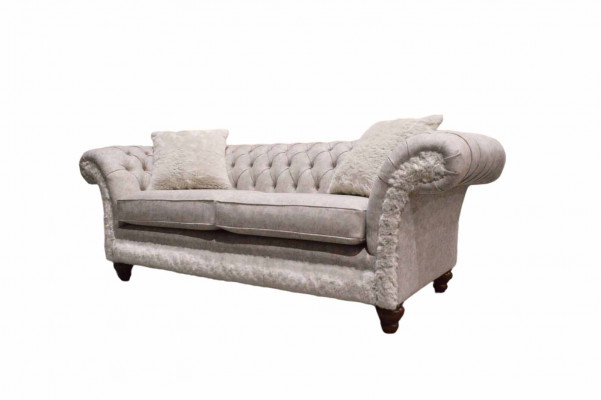 Modern Dreisitzer Design Polstersëtzt Textil Sofa 3 Sëtzer Wunnzëmmersofa Chesterfield Beige