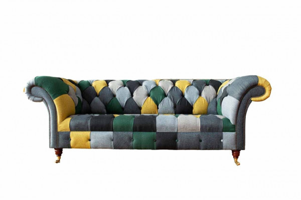 Klassesch Design Chesterfield Stoffga Sofa 3 Sëtzer Sëtz Couch Sofas Polster
