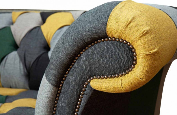 Klassesch Design Chesterfield Stoffga Sofa 3 Sëtzer Sëtz Couch Sofas Polster