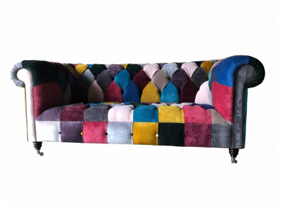 Chesterfield Sofa 3-Sëtz Couch Polstersofas Couchen Luxus Stoffer Design