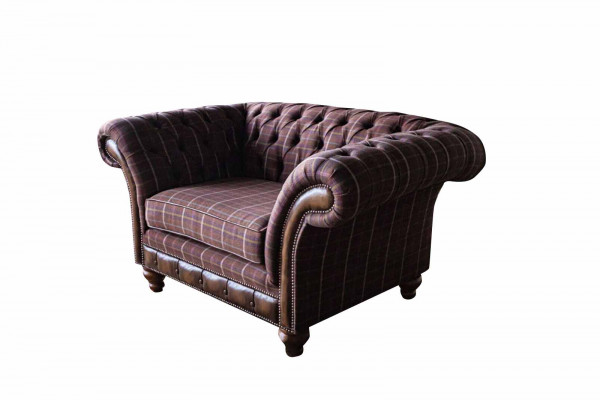 Chesterfield 1-Sëtzer Canapé Gestofféiert Sëtz Textil Stoff Canapéë Luxus Sofa