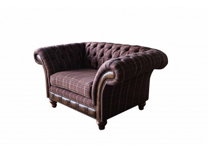 Chesterfield 1-Sëtzer Canapé Gestofféiert Sëtz Textil Stoff Canapéë Luxus Sofa