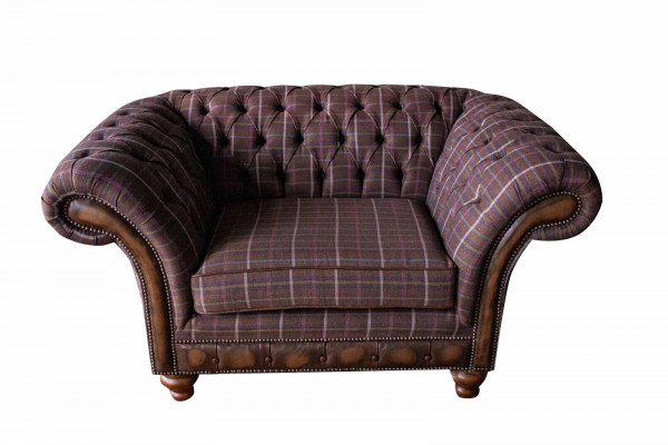 Chesterfield 1-Sëtzer Canapé Gestofféiert Sëtz Textil Stoff Canapéë Luxus Sofa