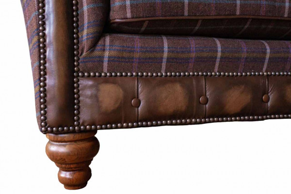 Chesterfield 1-Sëtzer Canapé Gestofféiert Sëtz Textil Stoff Canapéë Luxus Sofa